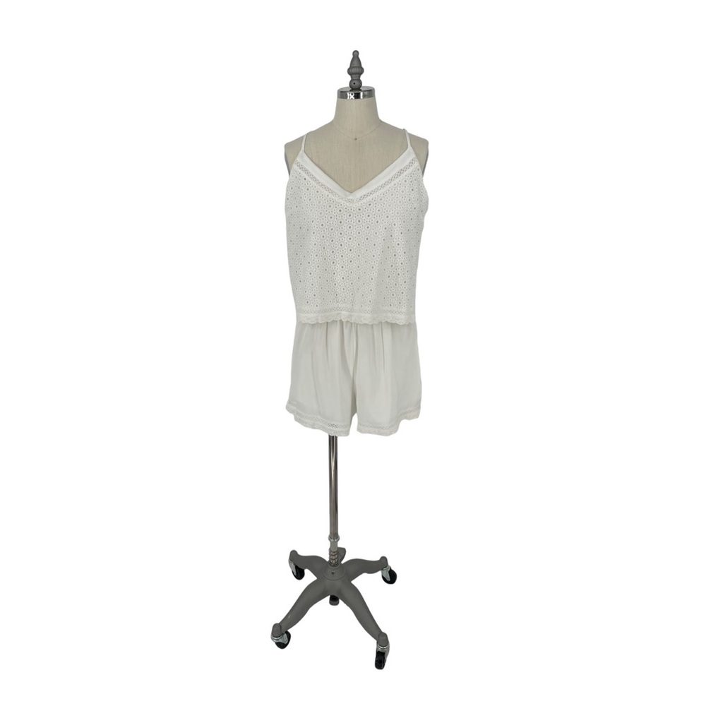 Heartloom Women’s Spaghetti Strap Eyelet White Romper L $69